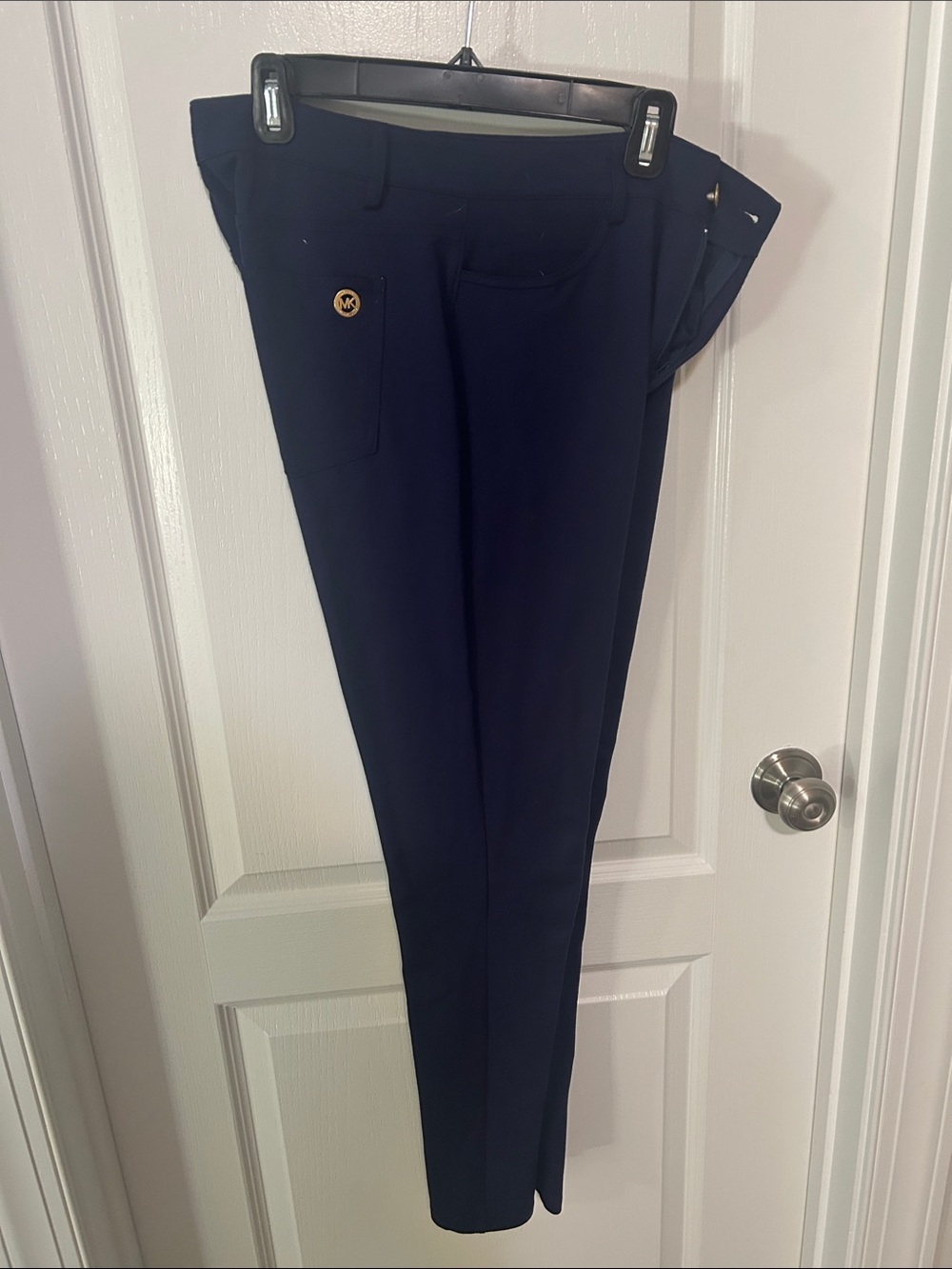 Michael Kors Navy Dress Pants with Gold Logo Accent